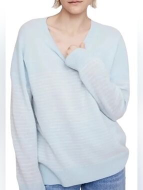 🔥BANANA REPUBLIC SOFT Light Blue 100% Cashmere V-Neck Women's Sweater!  Sz XS